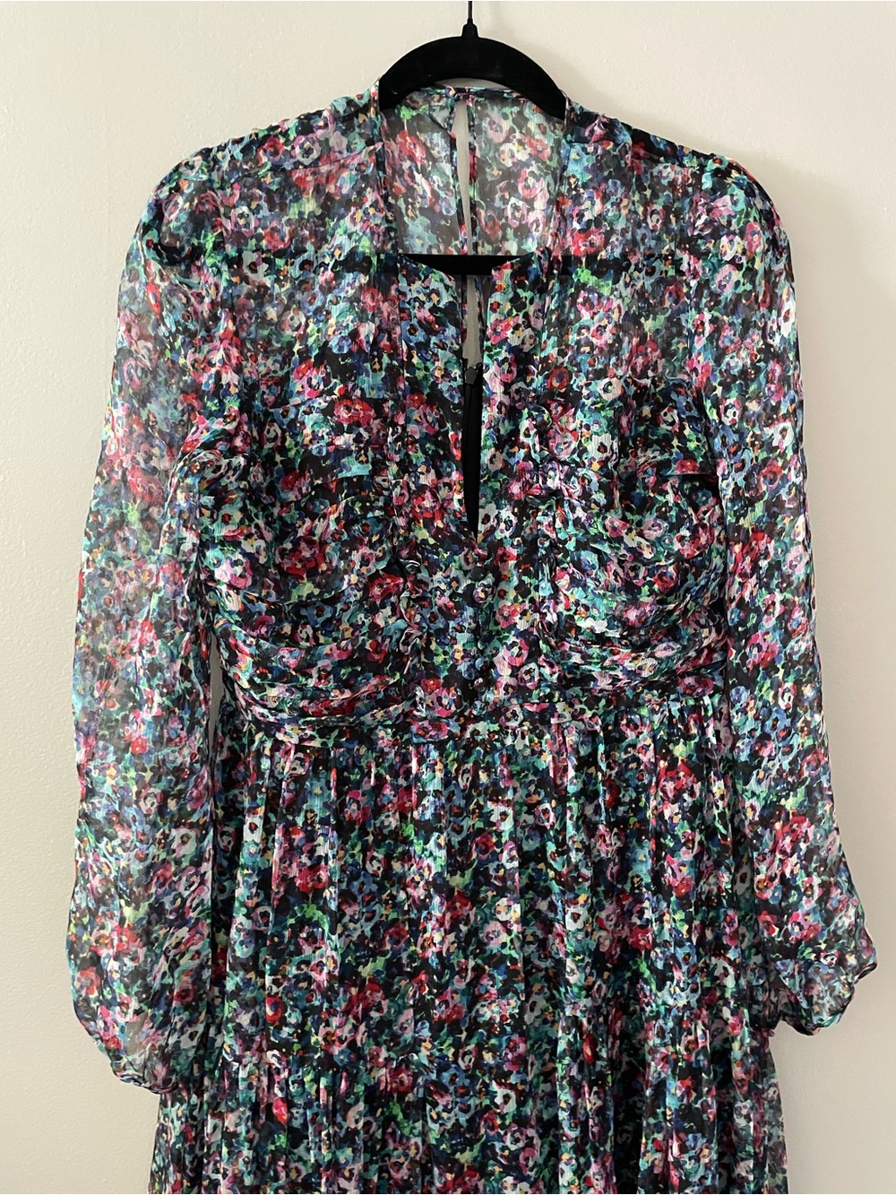 Saloni Yasmeen Dress in Navy Dewdrops 100% Silk Size 8 - Picture 4 of 9